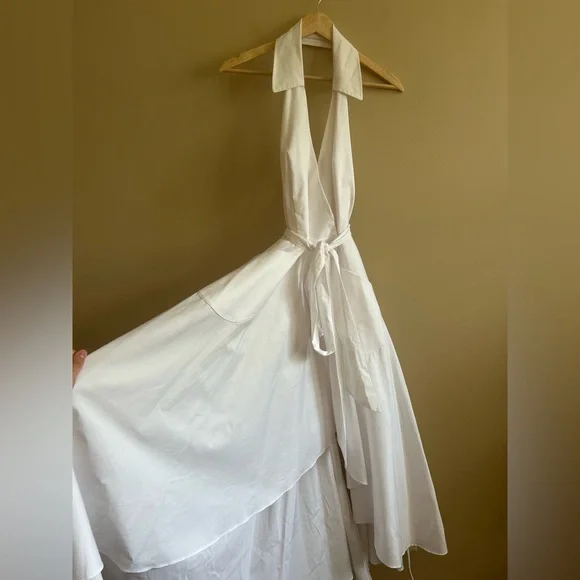 MILLY | Elegant White Halter Dress, Collared, Hi-Low, Fashion Week 2016, Size 6 - Picture 4 of 12